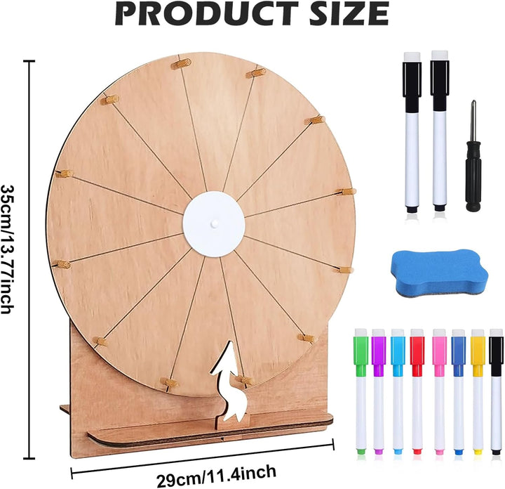 Grosses Glücksrad Set, 30cm Glücksrad Zum Drehen Mit Ständer Und Markierstift, Glücksrads Zum Selbst
