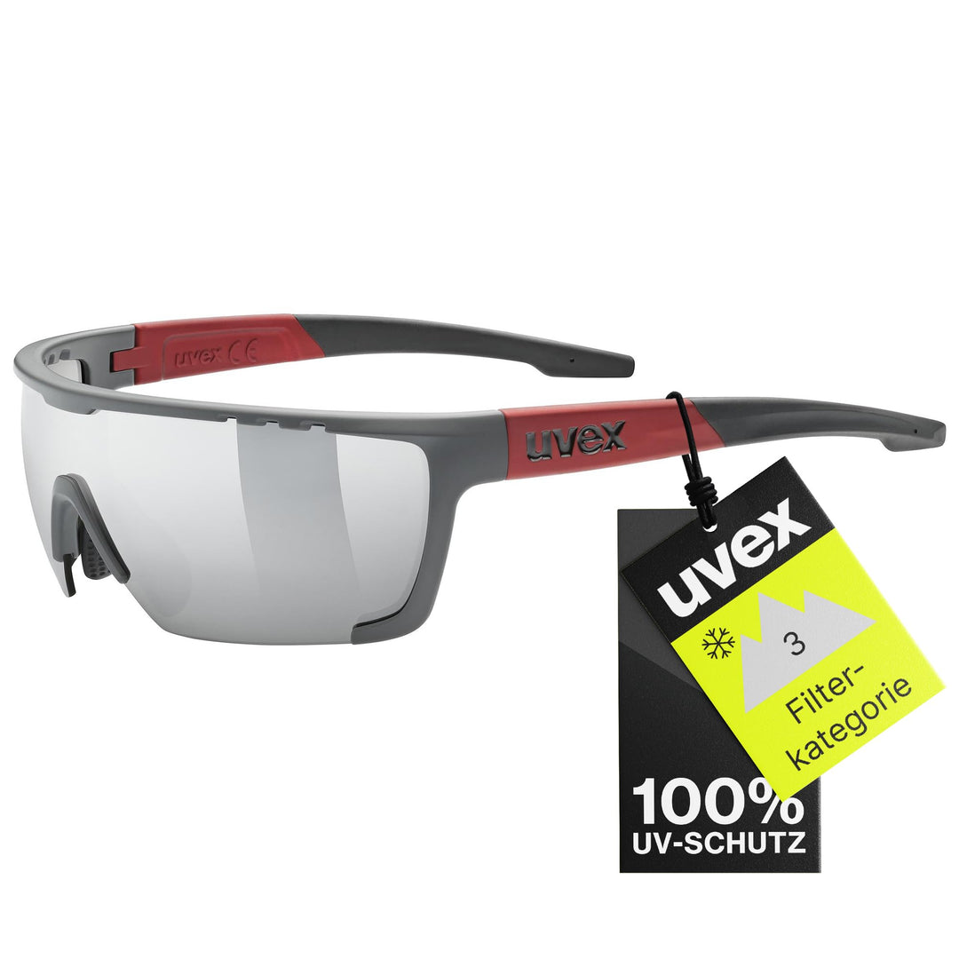 Uvex Unisex Sportstyle 707 Sportbrille (1er Pack) Einheitsgrösse grey red mat/silver, Einheitsgrösse