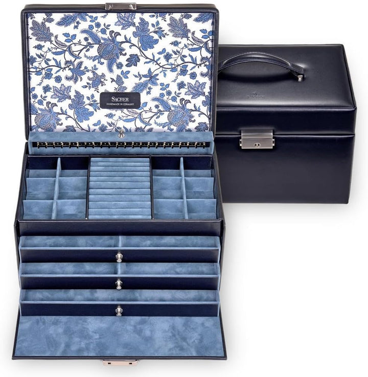 Schmuckkasten Jasmin florage/navy (Leder)