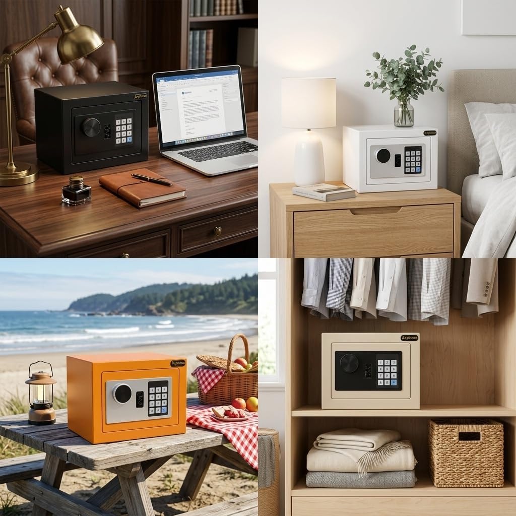 6,6 L Digitaler Safe mit Tastatur &amp; Ersatzschlüsseln | Stahllegierung, wandmontierbar, Alarmsystem –