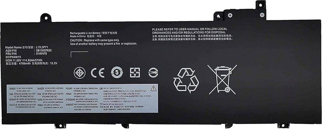 PUGASR L17L3P71 01AV478 Laptop Akku Kompatibel mit Lenovo ThinkPad T480s Series L17M3P71 L17M3P72 01