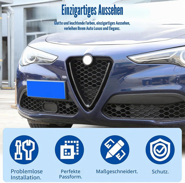 Carbon Faser Stil ABS-Kunststoff Front Grill Dekoration Rahmen Besatz für Stelvio 2017 2018