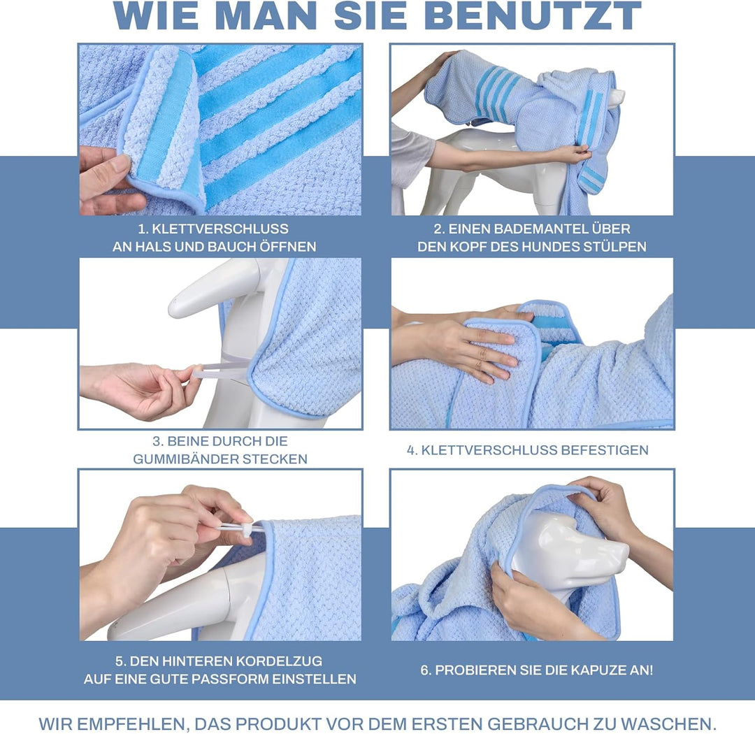 Bademantel Hund für Mittelgrosse/Grosse Hunde, Zweischichtig Verdickte Trockentücher für Hunde, Mikr