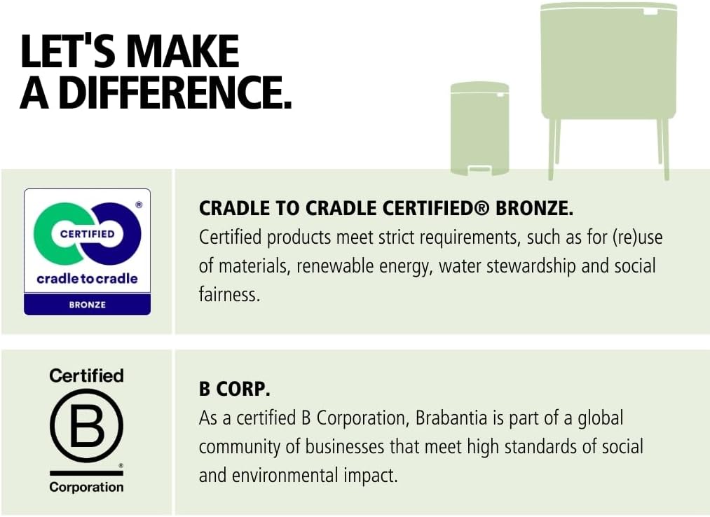 Brabantia Bo Treteimer 36 L Abfalleimer, Metall, Matt schwarz, 54 x 36.5 x 44 cm, 1 Einheiten 1 Inne