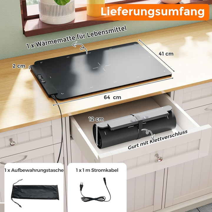 RELAX4LIFE Warmhalteplatte für Speisen, rollbarer Lebensmittelgrad-Silikon-Wärmematte, elektrische S