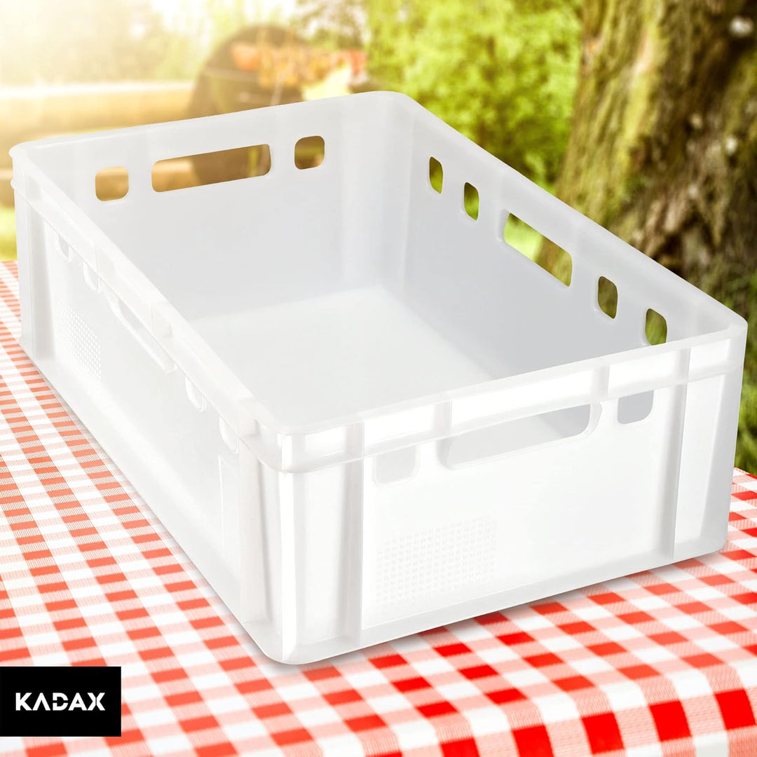 KADAX Fleischbox aus Kunststoff HDPE, Metzgerkiste 60 x 40 cm, E2 Fleischkiste mit bequemen Griffen,