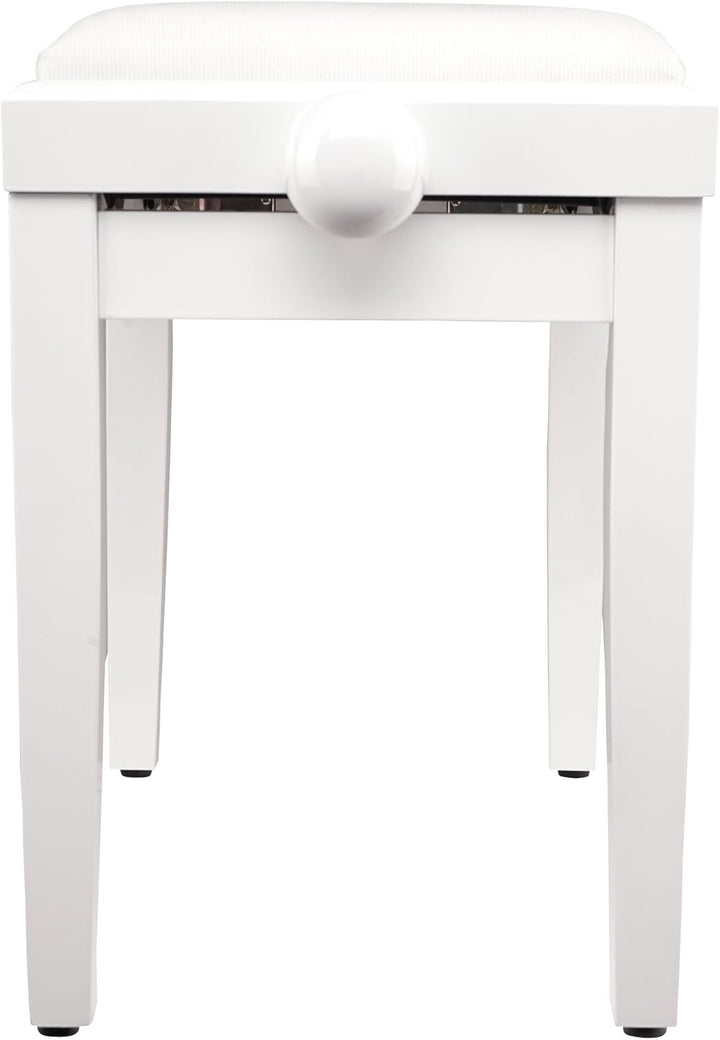 Classic Cantabile Pianobank Weiss-Hochglanz (Höhenverstellbar von 47-56cm, Spindelmechanik, Sitzfläc