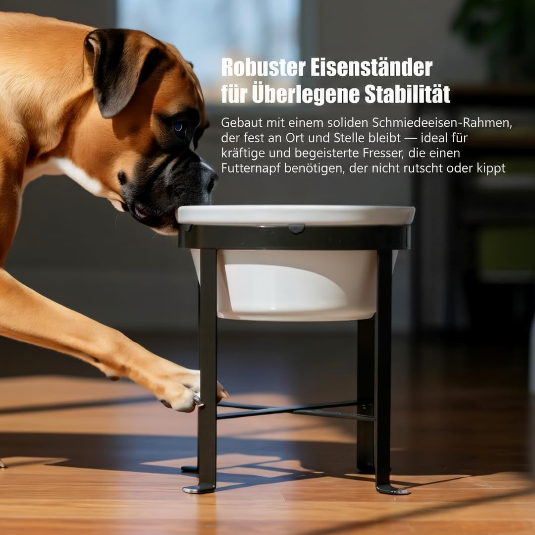 BestVida Erhöhter Hundenapf, Erhöhter Einzelnapfständer, Hundefutterstation mit 1x2400ml Steingutnap