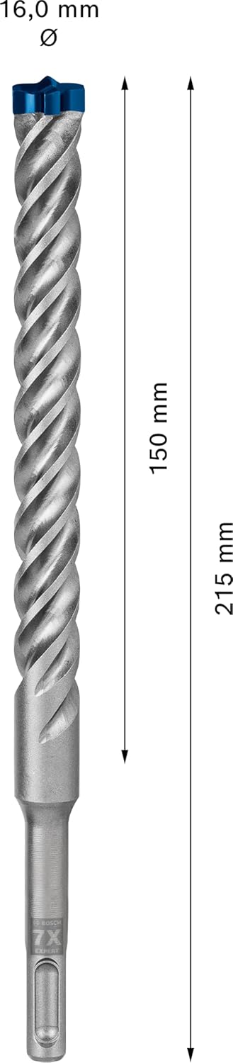 Bosch Professional 1x Expert SDS plus-7X Hammerbohrer (für Stahlbeton, Ø 16,00x215 mm, Zubehör Bohrh