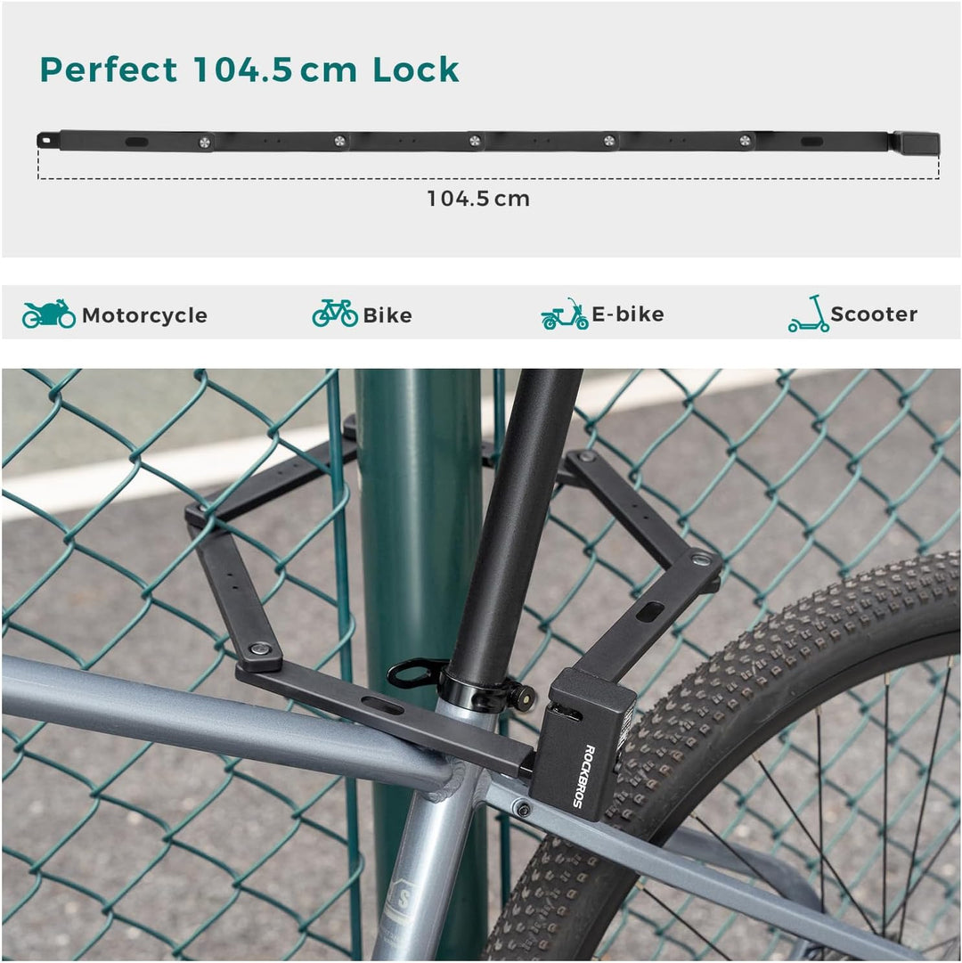 ROCKBROS Faltschloss Fahrradschloss, Hohe Sicherheit &amp; Diebstahlschutz, 104cm Faltbares Schloss aus