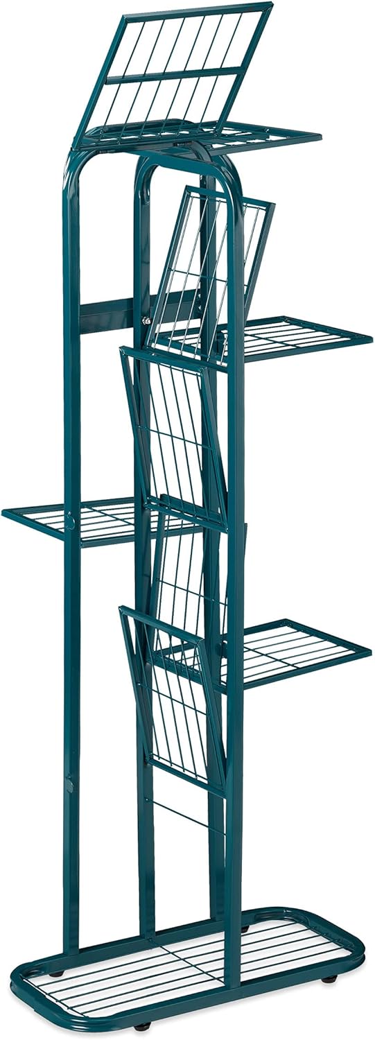 Relaxdays Blumentreppe Metall, 6-stufige Blumenetagere, aussen & innen, HBT 107 x 44 x 24 cm, Pflanz