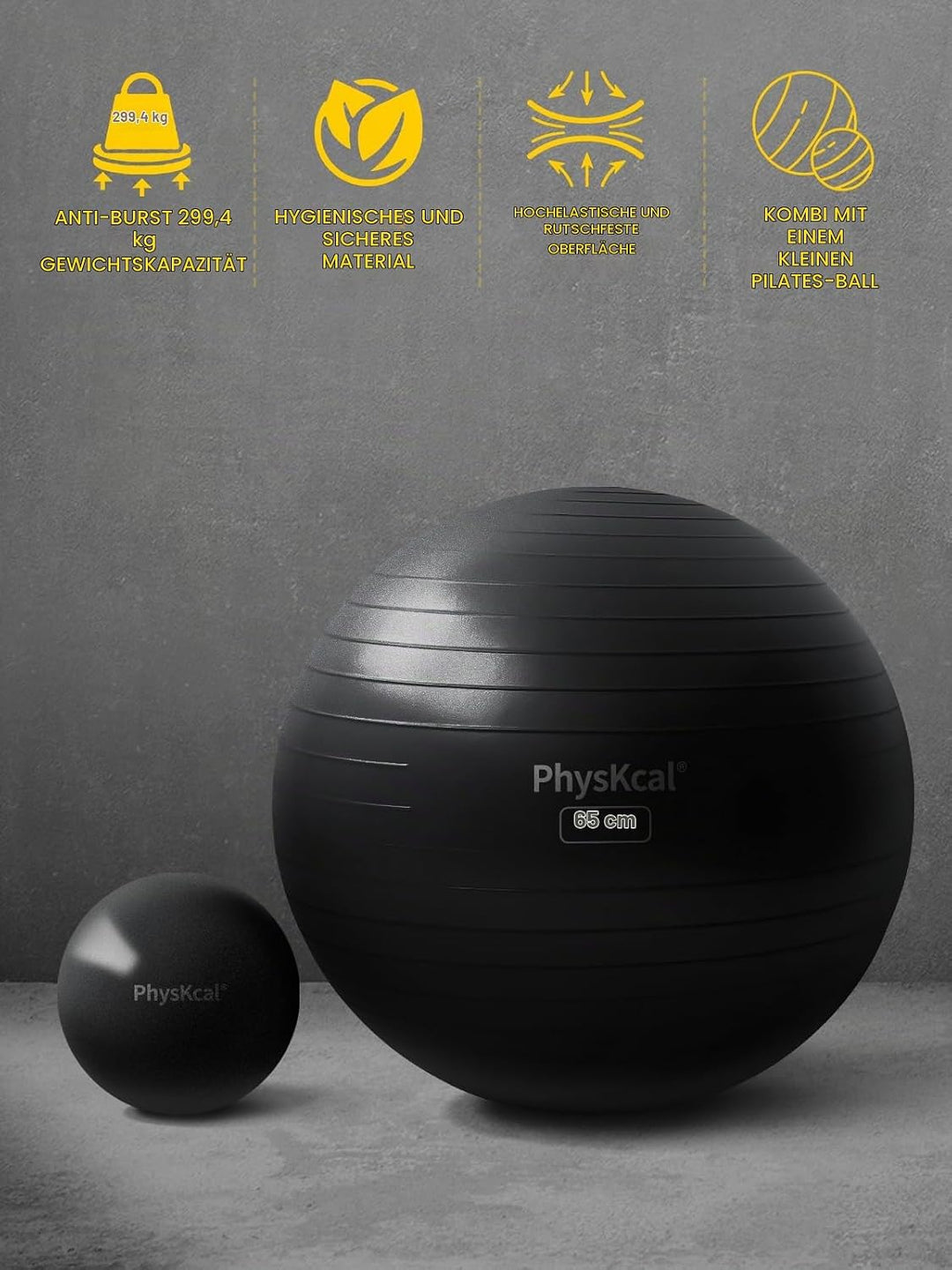 Gymnastikball und 23 cm Pilatesball Set, Anti Burst Gymnastikball, Anti-Rutsch-Sitzball, Balanceball