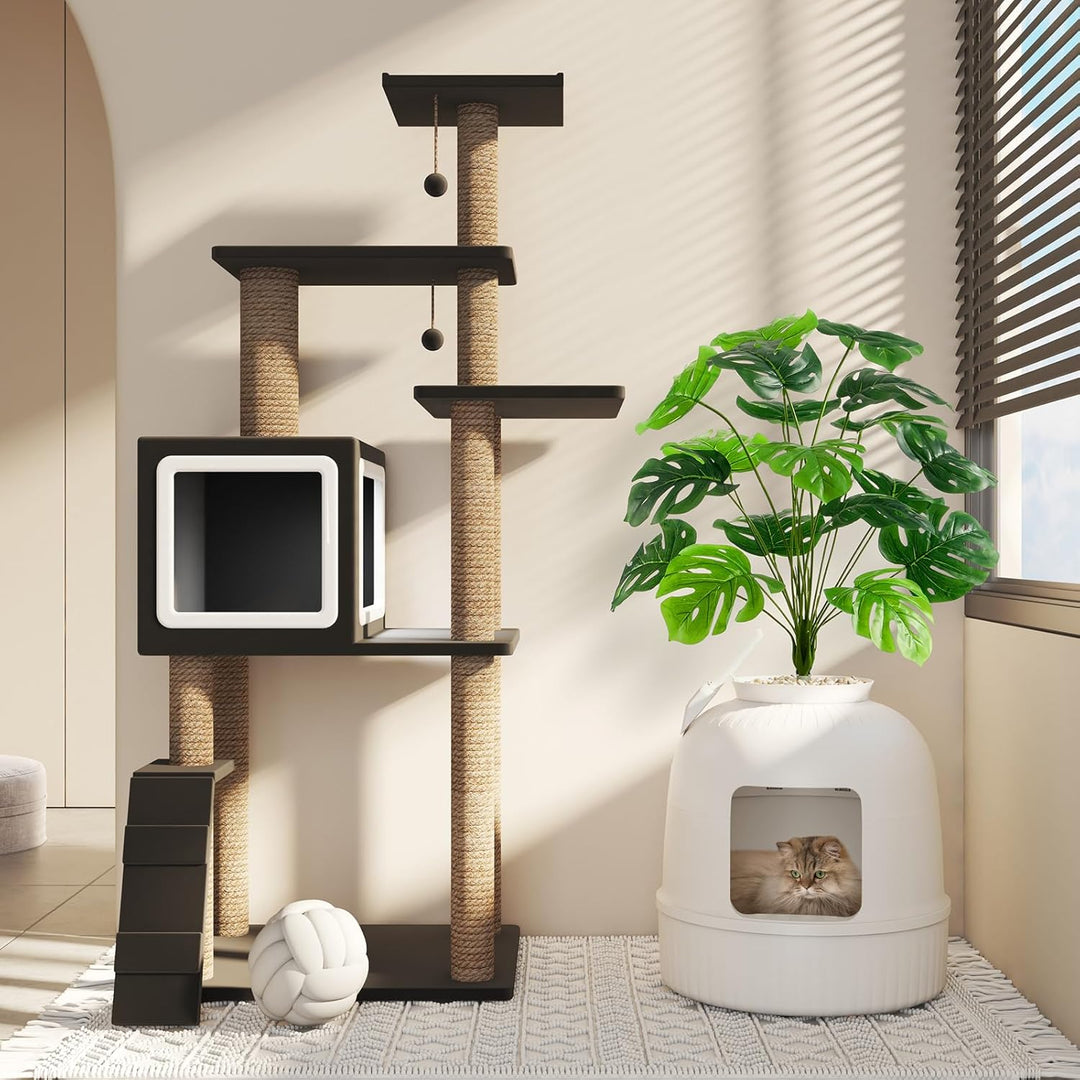 Lifewit Katzenklo Blumentopf mit Pflanze & Schaufel, Katzenklo Versteckt, Katzentoilette XXL mit Ger