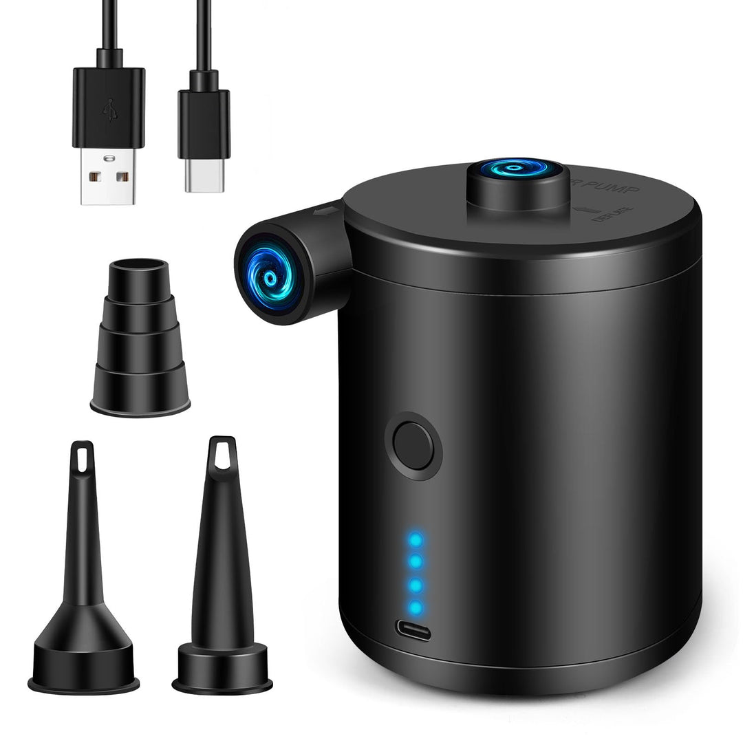 JOPHEK Elektrische Luftpumpe, 4000 mAh, mit USB, Luftmatratze, aufblasbar, 3 Luftdüsen, tragbar, ele