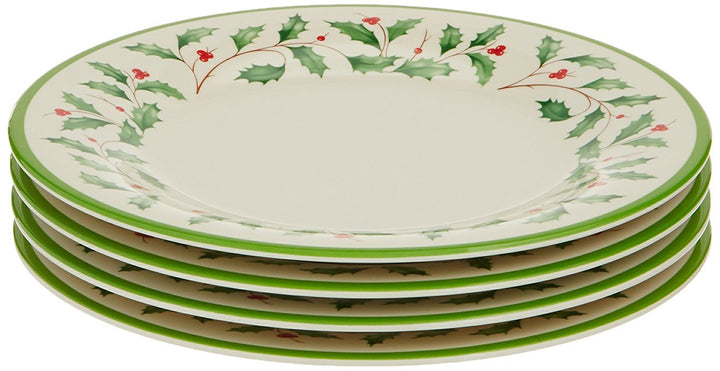 Lenox Holiday Teller-Set, Melamin, 0,7 kg, Rot/Grün, 4-teilig Akzent-Teller, Akzent-Teller