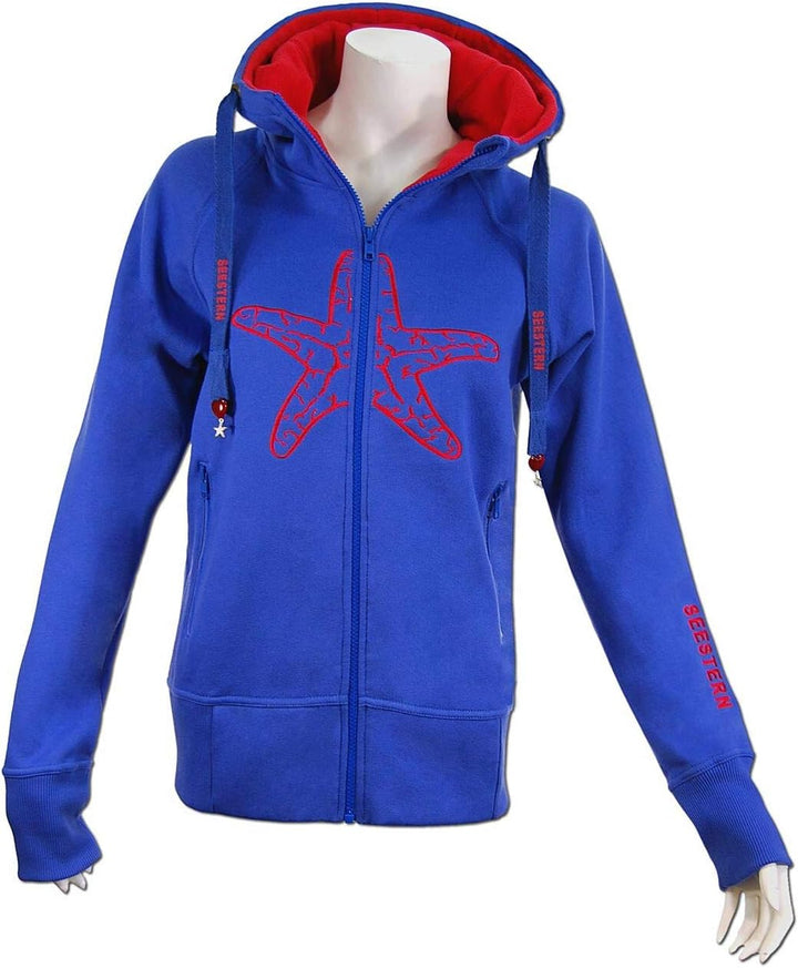 SEESTERN Damen Kapuzen Sweat Shirt Jacke Pullover Zip Hoody Sweater Gr.XS-XXL /1320-1520 XS Royal Bl