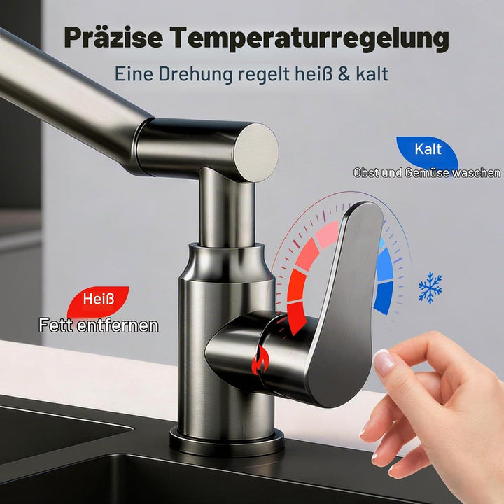 Vorfenster Küchenarmatur Klappbar, Spülarmatur mit 2 Strahlarten Faucet, 1080° Flexibler Mischbatter