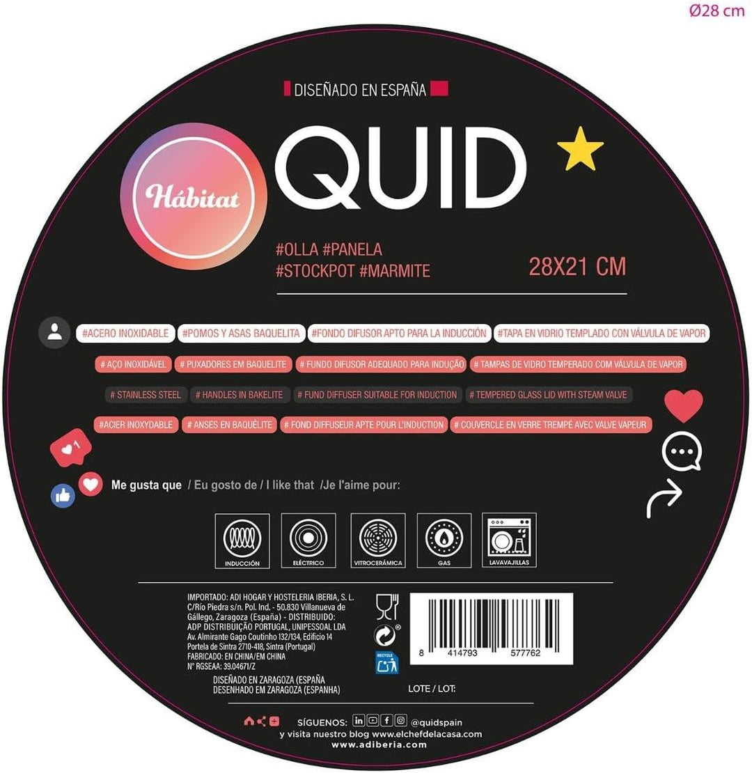 Quid 6024013 OLLA 28X21CM  INOX Kochtopf 28 x 21 cm Edelstahl Habitat QD,
