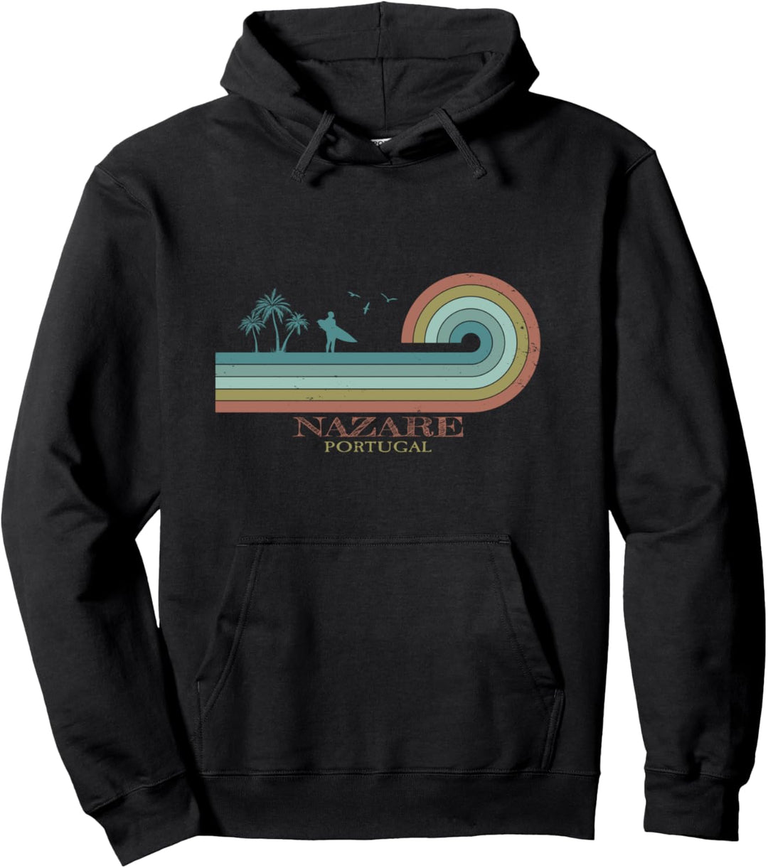 Nazare Portugal Surfen I Retro Surf I Nazare Surfer Pullover Hoodie