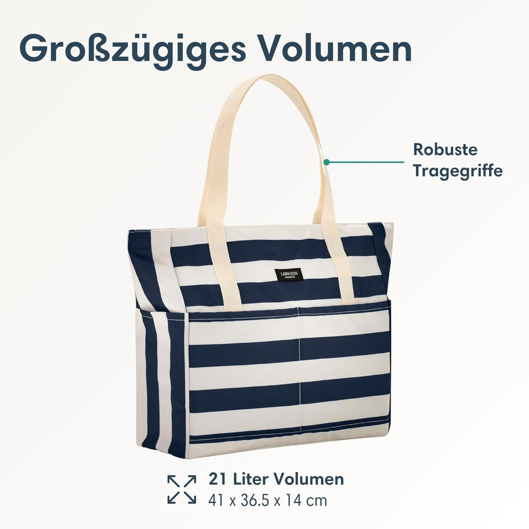 LARKSON Strandtasche Damen & Herren - Linn - Grosse Beach Bag für Strand, Schwimmbad, Pool - Tote Ba