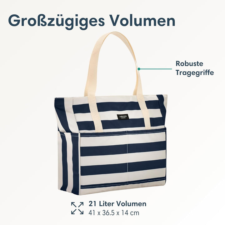 LARKSON Strandtasche Damen & Herren - Linn - Grosse Beach Bag für Strand, Schwimmbad, Pool - Tote Ba