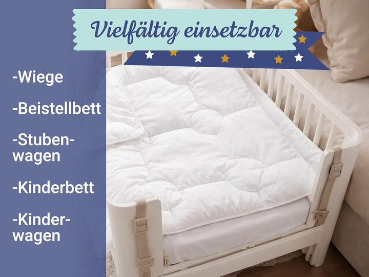 ZOLLNER Kinderbettdecke, 80x80 cm, Mikrofaser, allergikergeeignet, Kochfest 80x80 cm (1er Pack), 80x