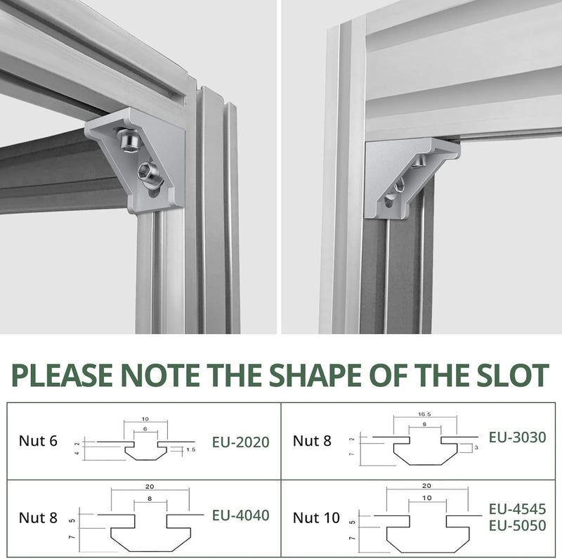 EYPINS 10X ALU Winkelverbinde, Aluprofil 30x30 30x60 Nut 8 Aluminium 90 Grad Winkel Raster Profile A