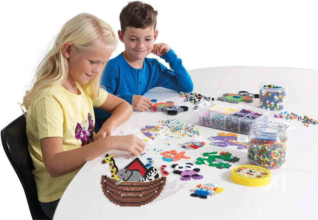 Hama Perlen 3717 Kreativbox Kreise mit ca. 2.400 bunten Midi Bügelperlen mit Durchmesser 5 mm, 3 Sti