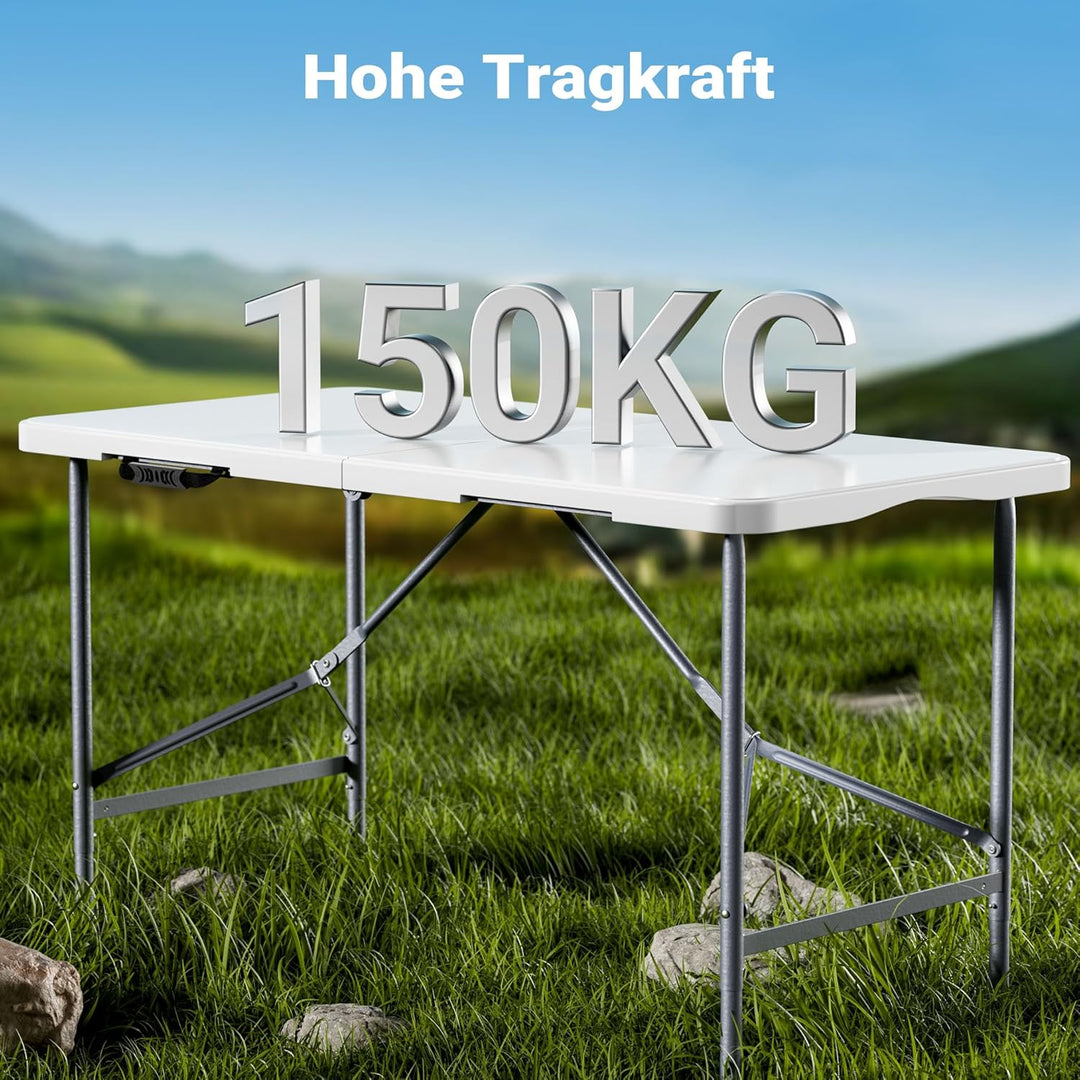 Wiltec Campingtisch klappbar 120x60x74 cm Klapptisch mit Tragegriff Partytisch Biertisch Gartentisch