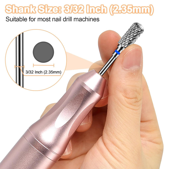 Diesisa 6 Stück Nagelfräser Bits, Nagelfräser Aufsätze 3/32 Zoll (2,35 mm), Hartmetall Bits für Nage