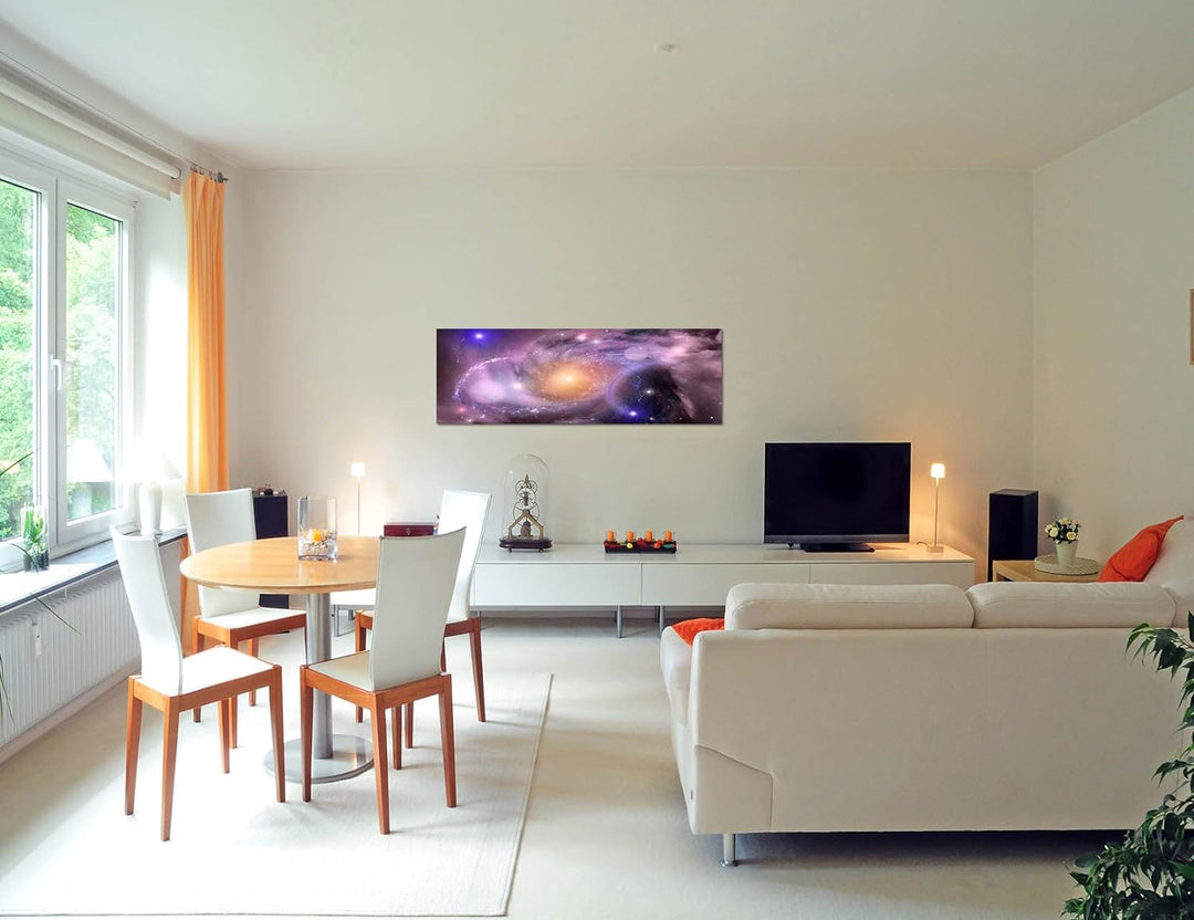 Paul Sinus Art Panoramabild auf Leinwand und Keilrahmen 120x40cm Weltall Sterne Galaxie Planeten