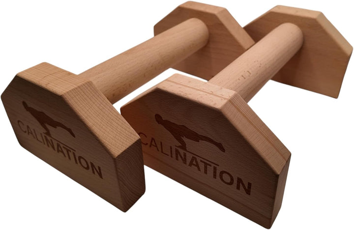 Calination® Parallettes aus Buchenholz – Profi Liegestützgriffe & Handstandtrainer – Rutschfest, erg