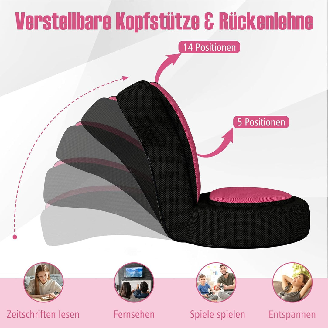 GOPLUS Bodenstuhl, Bodensofa mit Verstellbarer Kopfstütze & Rückenlehne, Bodensessel klappbarer mit