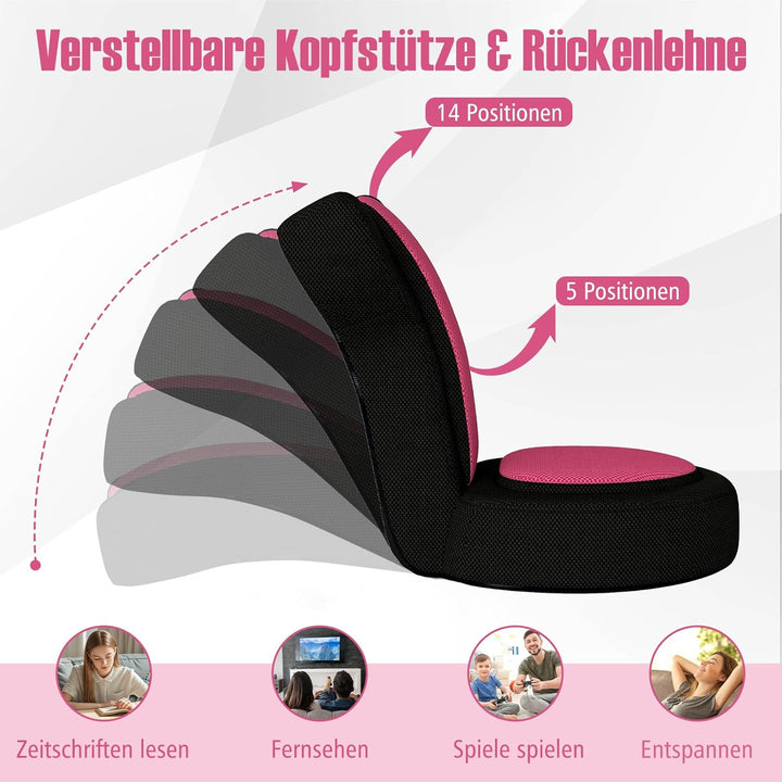 GOPLUS Bodenstuhl, Bodensofa mit Verstellbarer Kopfstütze & Rückenlehne, Bodensessel klappbarer mit