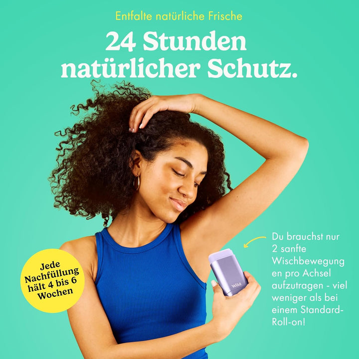 Wild - Das Komplette Starter-Set - Lilafarbener Deobehälter mit 5 x 40g Nachfüllpacks in verschieden