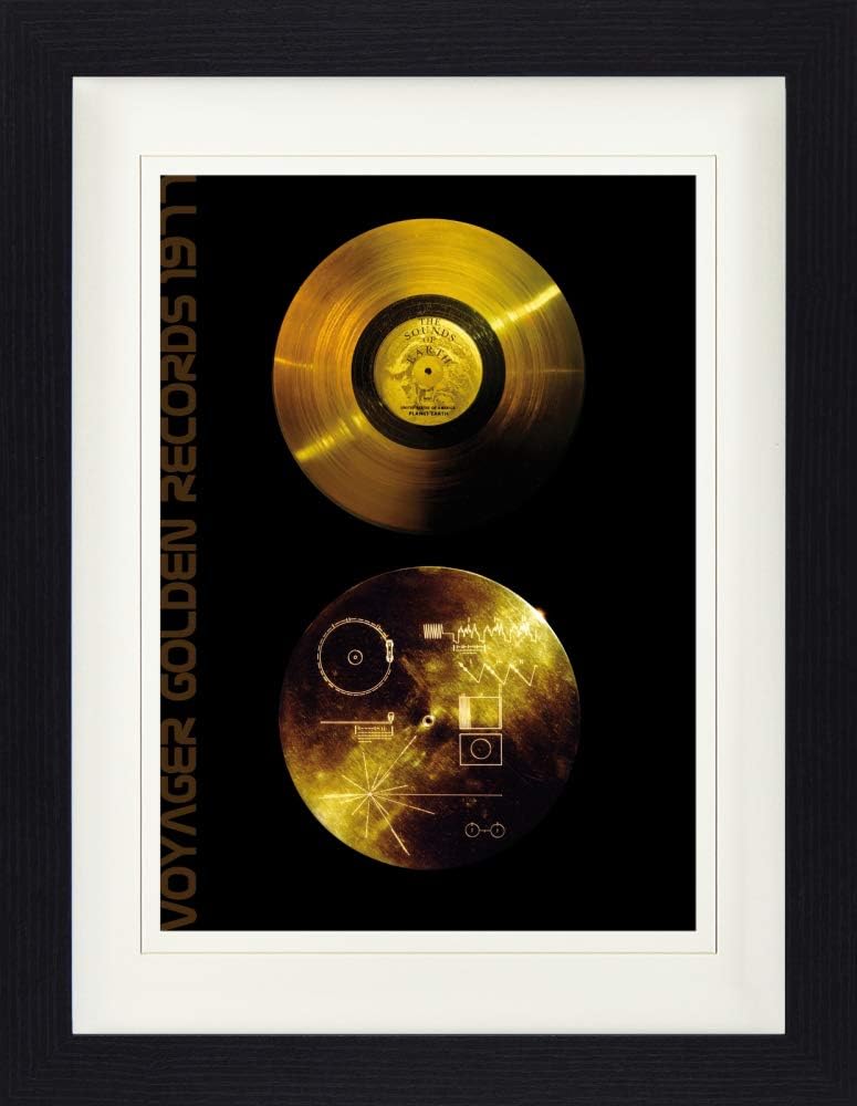 1art1 Schallplatten Poster Klänge Der Erde, Voyager Golden Records Gerahmtes Bild Mit Edlem Passepar