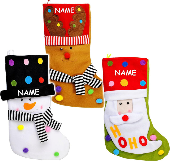 5 Stück XL - Weihnachtssocken & Filzstrümpfe - 3-D Effekt - Weihnachten - 50 cm - Nikolausstiefel -