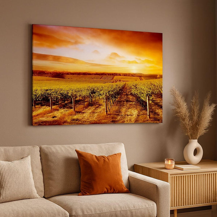 Bilder auf Leinwand 100x70cm Leinwandbild Weinberg Aussicht Landschaft Gross Wanddeko Bild Schlafzim
