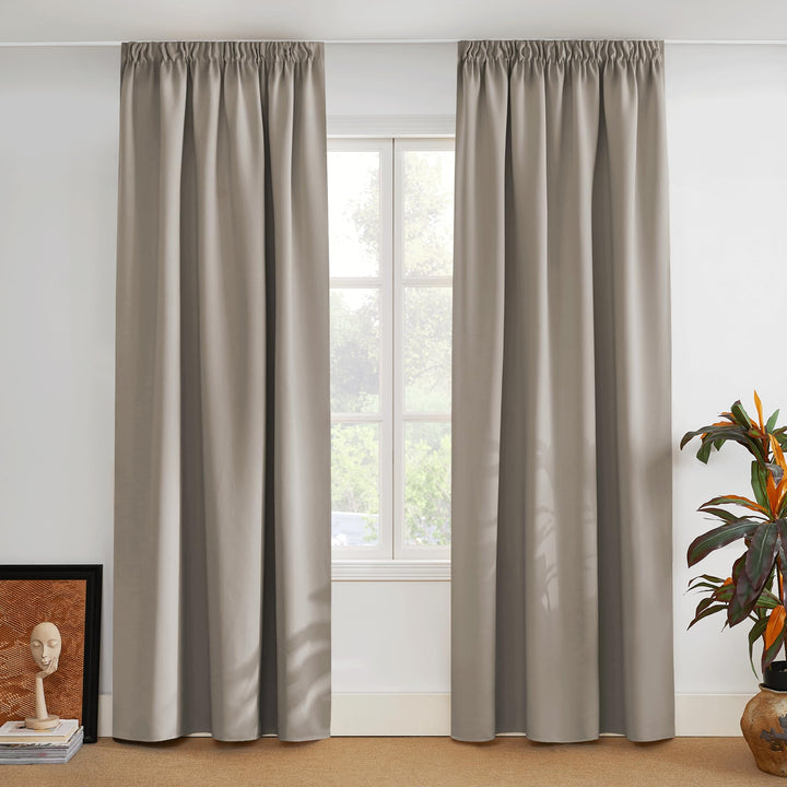 PONY DANCE Extra Lange Gardinen und Vorhänge Blickdicht Kräuselband 2er Set H 260 x B 140 cm Verdunk