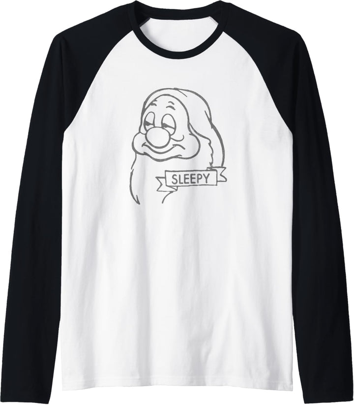 Disney Snow White Sleepy Line Art Big Face Raglan