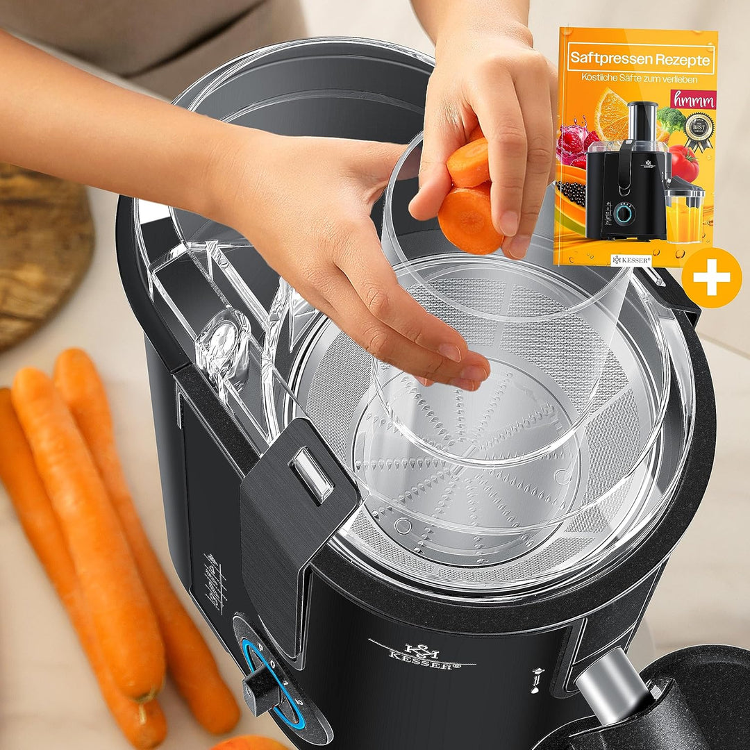 KESSER® Entsafter für Obst und Gemüse aus Edelstahl 1100W grosse 85 mm Einfüllöffnung inkl. Reinigun