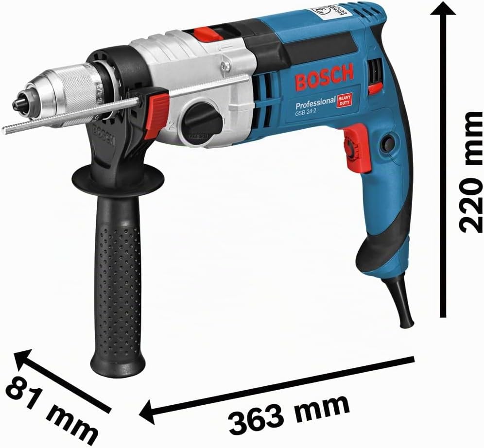 Bosch Professional Schlagbohrmaschine GSB 24-2 (1100 Watt, Max. Drehmoment: 40/14,5 Nm, in L-Case),