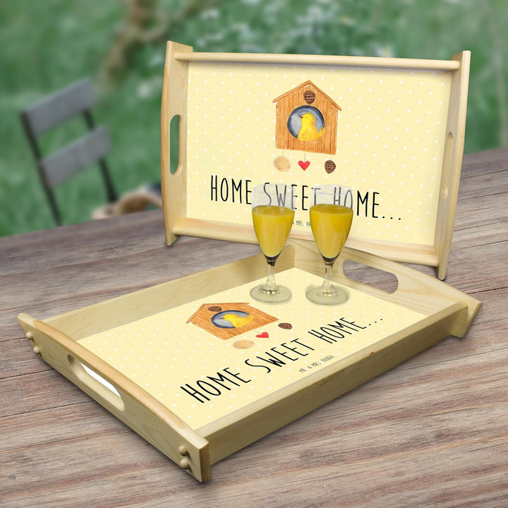 Mr. & Mrs. Panda Tablett Vogelhaus Home - Geschenk, Holz, Umzug, Sweet, zum servieren, Vogel, Lustig