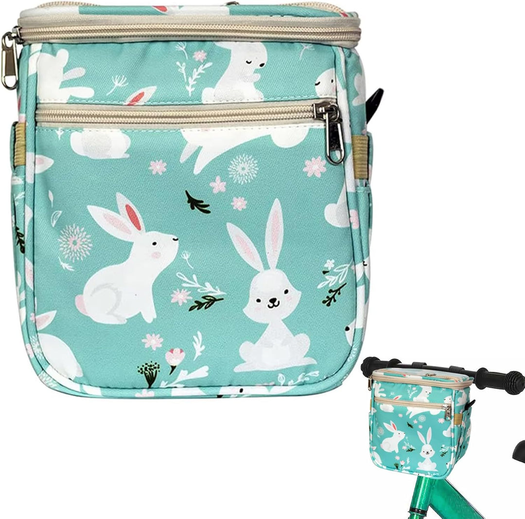 Niedlicher Hasen-Fahrradkorb vorne, Nylon-Lenkertasche für Kinder, für Laufrad, Dreirad, Roller/20,