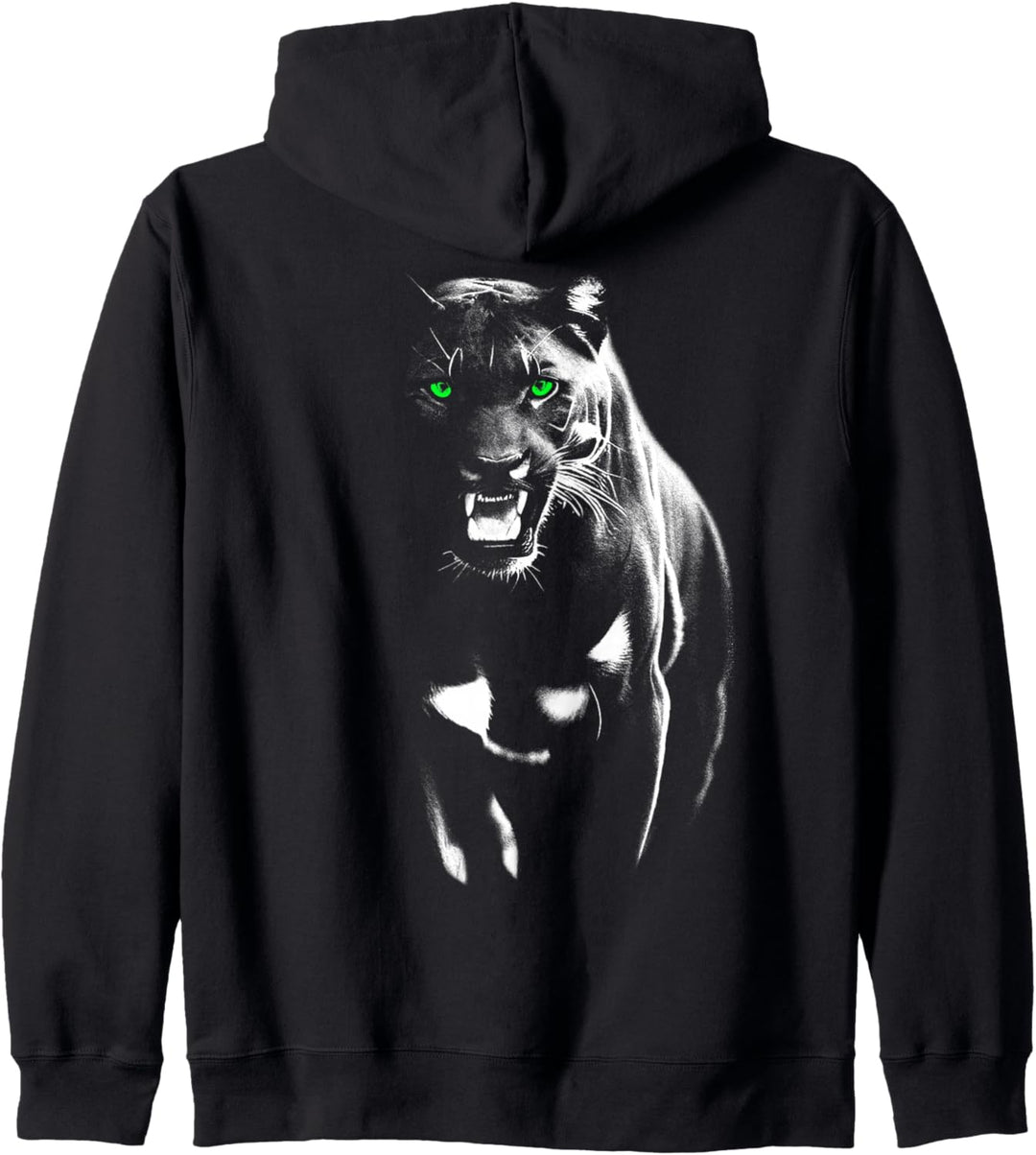 Wilder stolzer Panther mit coolen grünen Augen zeigt Zähne Kapuzenjacke