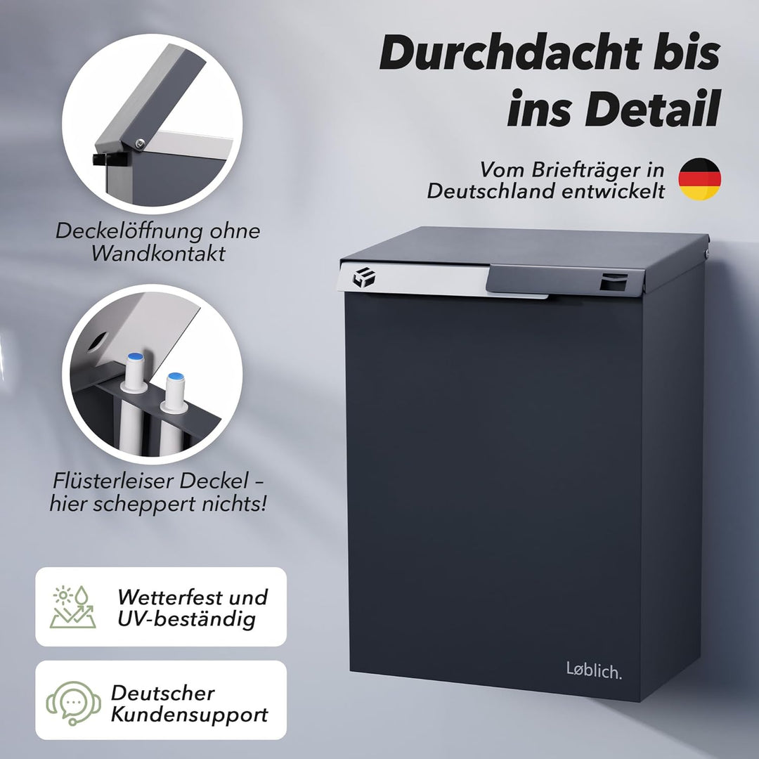 Briefkasten RAL 7016 Anthrazit | Vom Briefträger entwickelter XL-Wandbriefkasten für Päckchen & Post