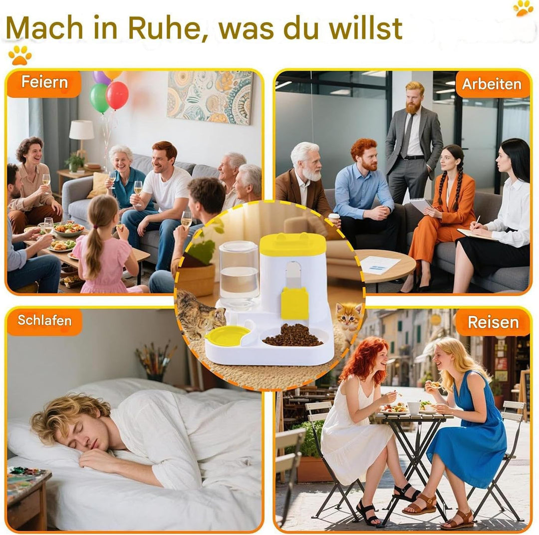 Automatischer Katzenfutterspender Und Wasserspender - 2 In 1 Automatischer Haustierfutterspender,Aut
