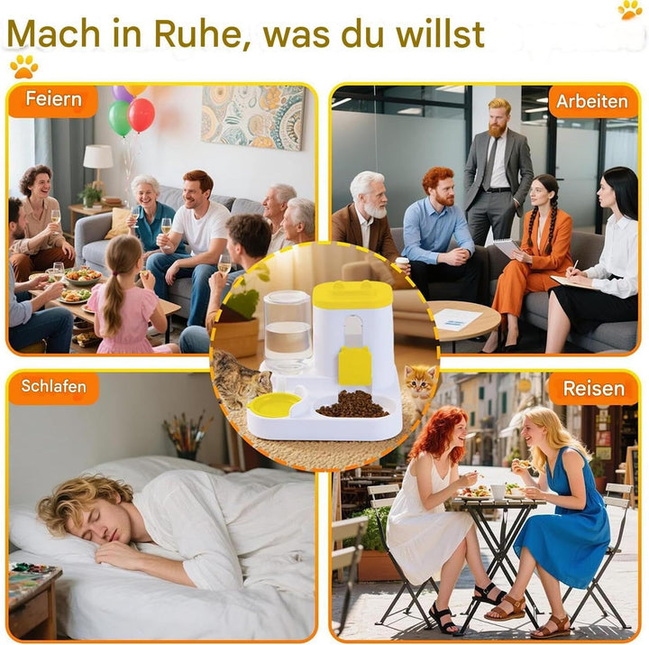 Automatischer Katzenfutterspender Und Wasserspender - 2 In 1 Automatischer Haustierfutterspender,Aut