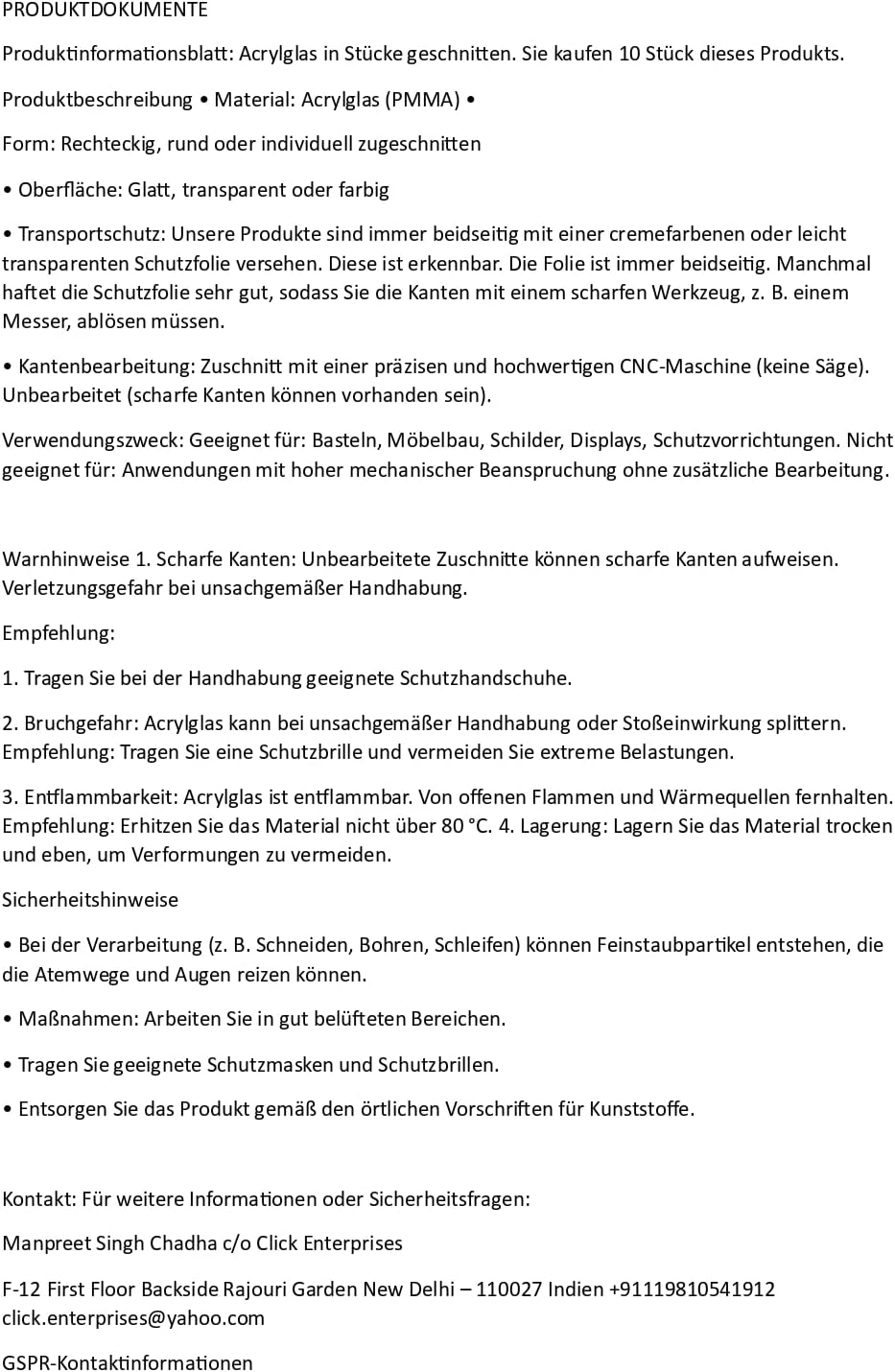 iBLUNT Acryl-Kunststoffplatten Acrylglasplatte Acrylicglasplatten Acrylglas Zuschnitt 3mm dick 305 m