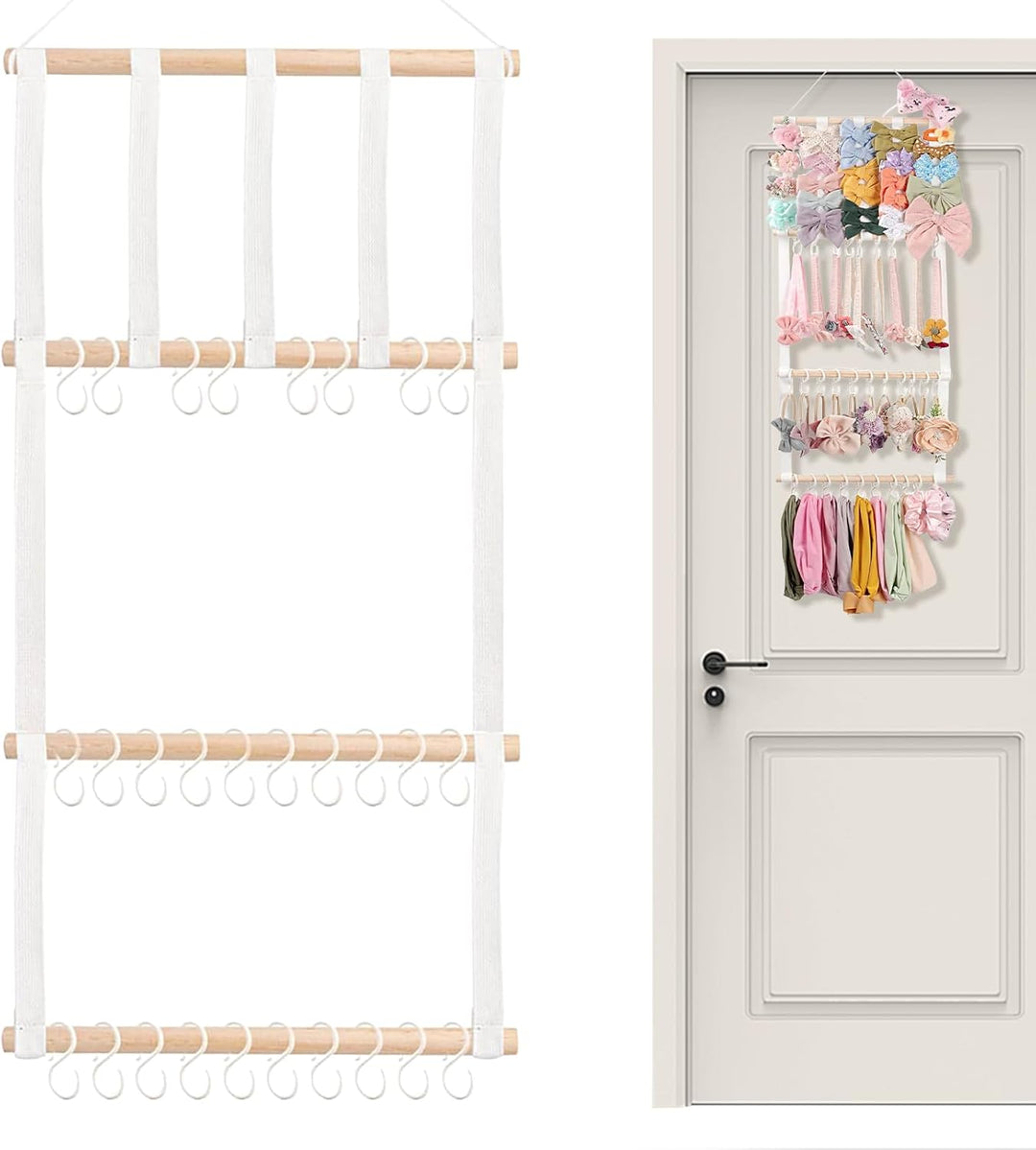 Schleifenaufbewahrung für Mädchen, Headband Organizer, Aufbewahrung Schmuckdisplay Mit 30 Haken Wand